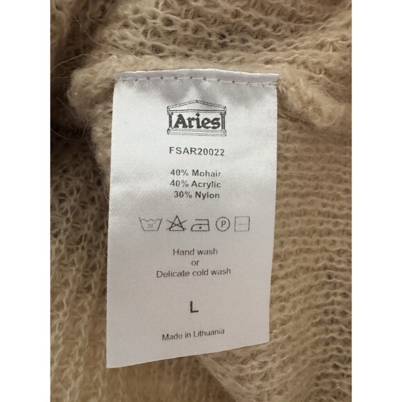 Aries Beige Mohair Blend Crew Neck Sweater Lightweight Men Large - Picture 6 of 7